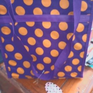 Purple with orange dots tote new